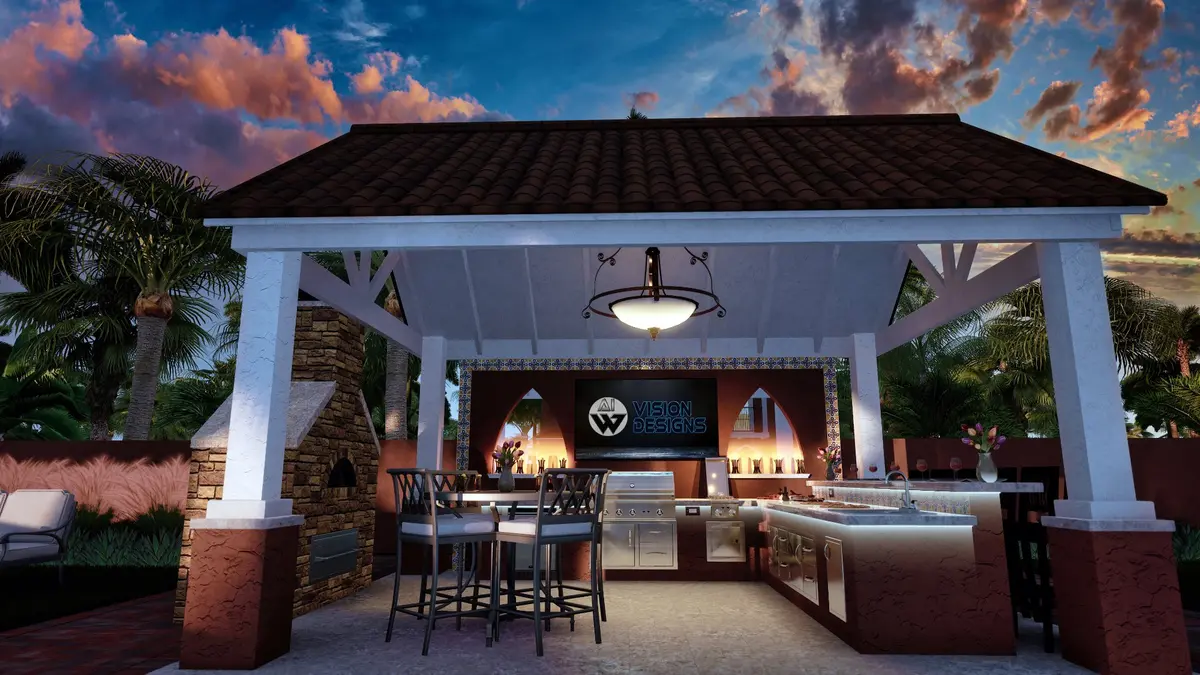 Spanish outdoor kitchen pavilion