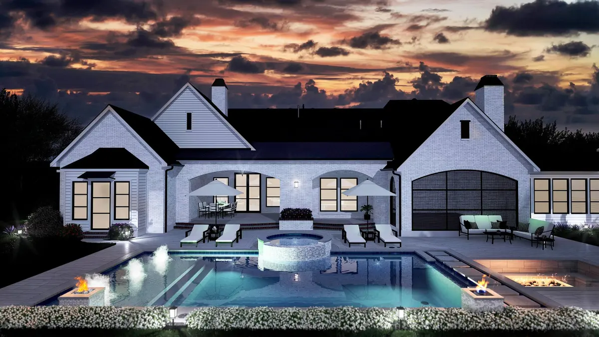 Classic home with pool spa and sunset